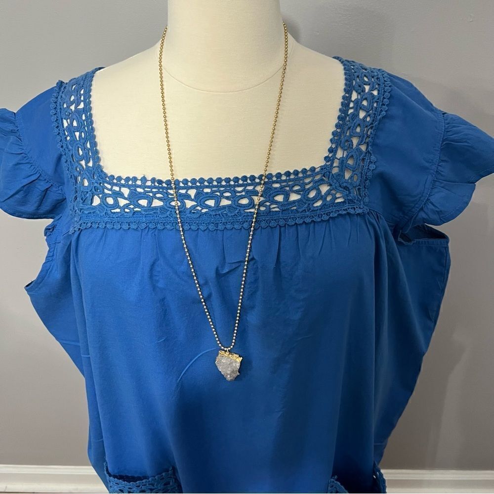 Dreams Co. Royal Blue Ruffle Sleeve House Dress/Nightie/Sun Dress -- 5X - Picture 9 of 11